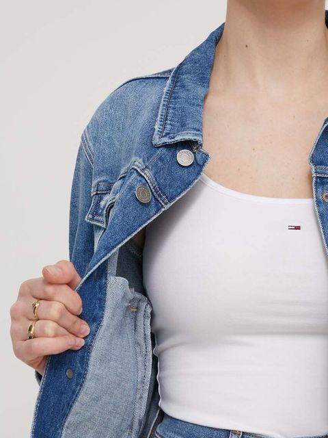 Tommy Jeans kurtka jeansowa damska kolor niebieski przejściowa DW0DW17653
