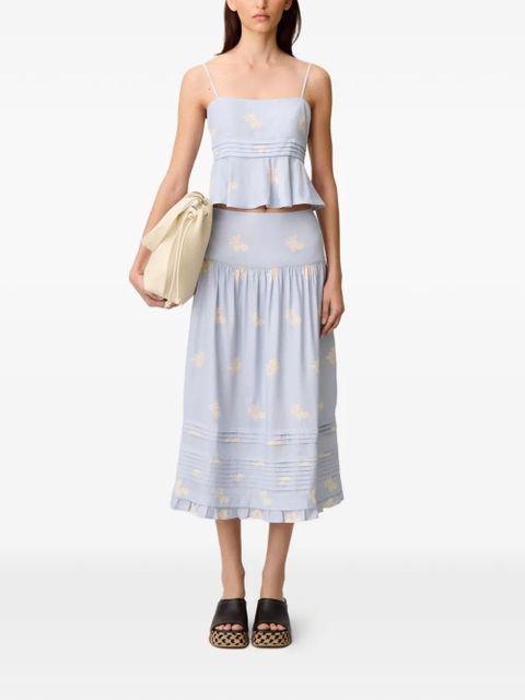 Claudie Pierlot floral-print pleated A-line midi skirt - Blue - zdjęcie produktu nr 2