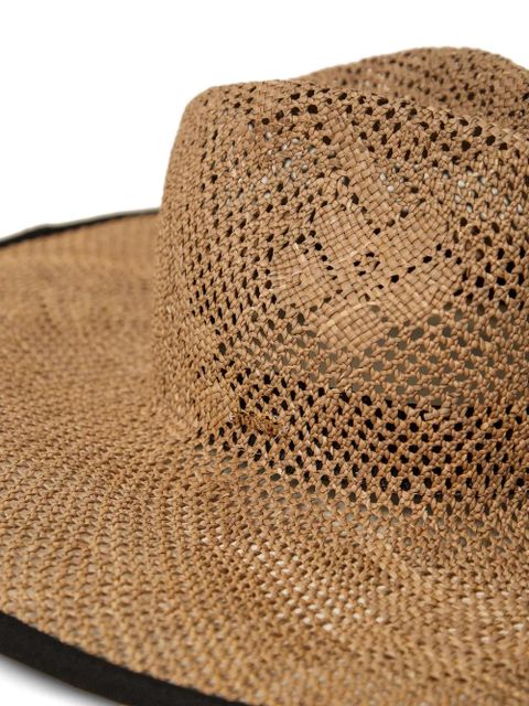 TWINSET woven trim-detail fedora hat - Brown