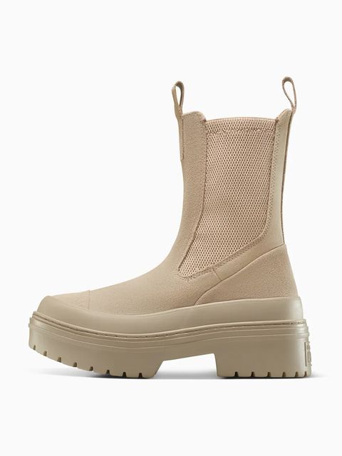 Converse sztyblety zamszowe Chuck Taylor All Star Lugged Heel Nu damskie kolor beżowy na platformie A14544C