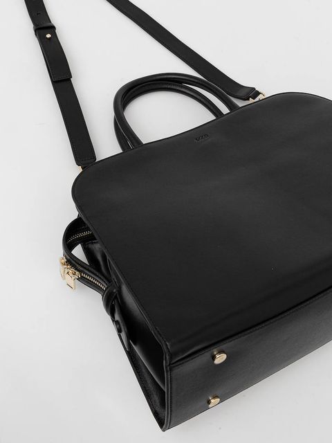 BOSS torebka skórzana kolor czarny 50521062