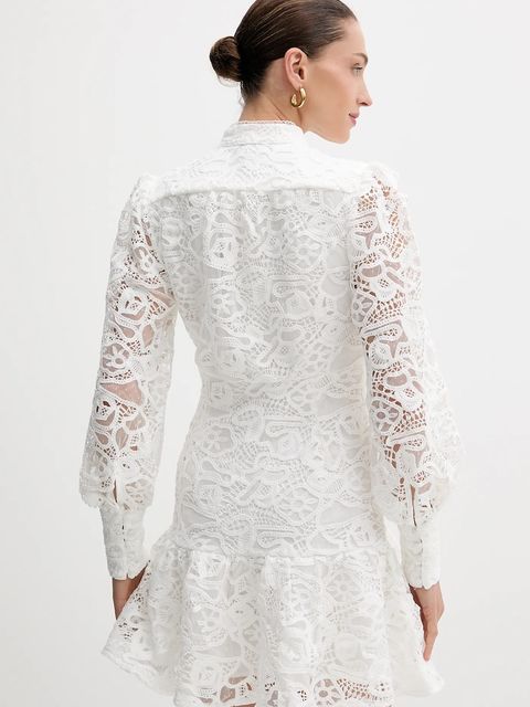 Bardot sukienka kolor biały mini rozkloszowana 58421DB6