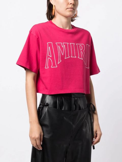 AMIRI logo-print cropped T-shirt - Pink
