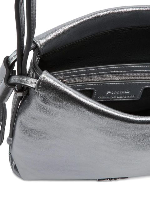 PINKO metallic-leather drawstring shoulder bag - Grey