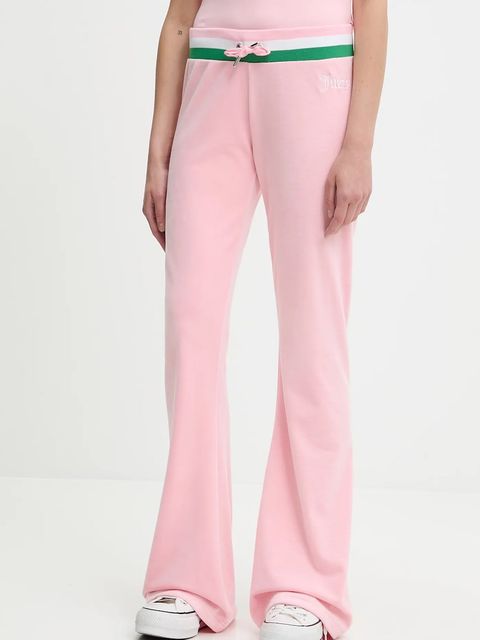 Juicy Couture spodnie dresowe welurowe CHRISTINE STRIPE LOW RISE damskie kolor różowy gładkie JCWBJ225352 - zdjęcie produktu nr 1