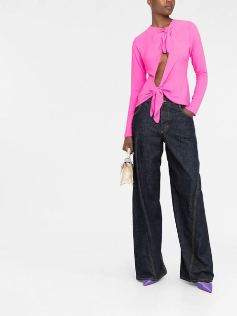 The Attico Zelda tie-front blouse - Pink