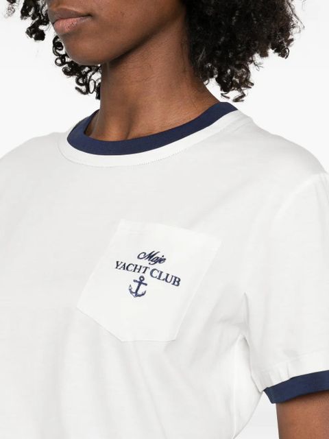 Maje contrast-trim graphic T-shirt - White