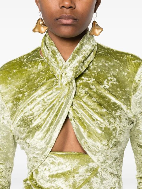 Nanushka Iride twist-detailing velvet top - Green