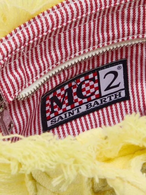 MC2 Saint Barth mini Vanity zebra-embossed frayed tote bag - Yellow