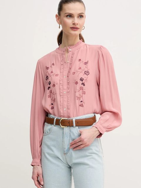 Hoss Intropia koszula damska kolor różowy regular ze stójką 6289134 - zdjęcie produktu nr 1