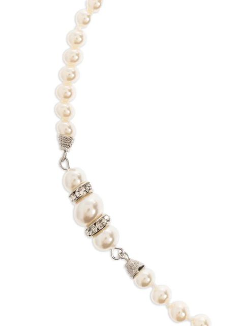 Alessandra Rich pearl silver beaded necklace