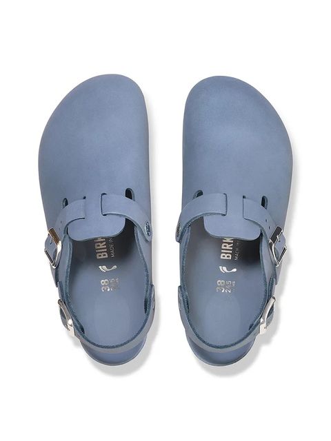 Birkenstock klapki nubukowe Tokio HEX damskie kolor niebieski 1030478