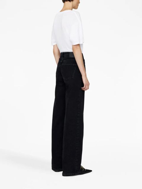 ANINE BING logo-patch wide-leg jeans - Black