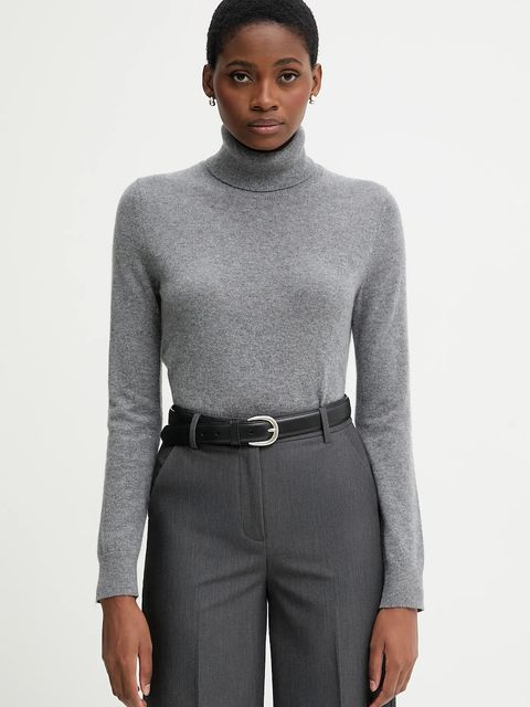 United Colors of Benetton sweter kaszmirowy kolor szary lekki z golfem 1033D202D - zdjęcie produktu nr 1