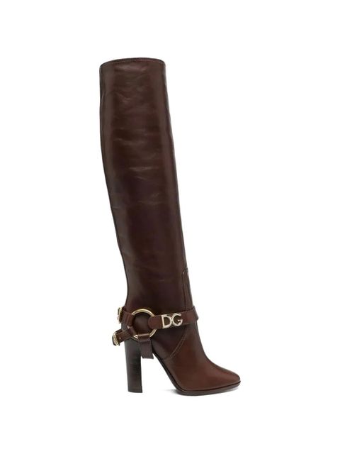 Dolce & Gabbana DG logo-plaque buckled ankle boots - Brown - zdjęcie produktu nr 1