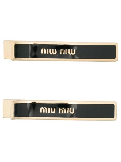 Miu Miu logo-print hair clip - Black