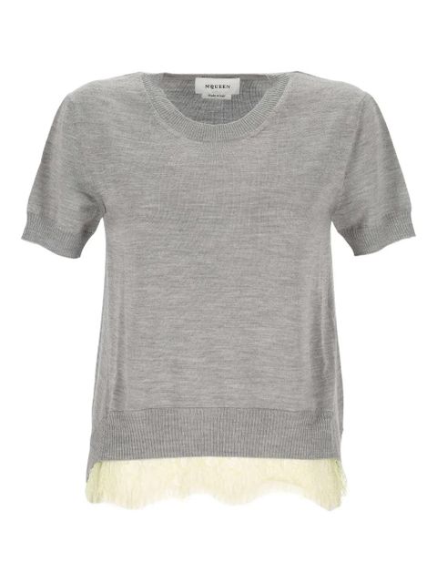 Alexander McQueen ribbed-trim top - Grey - zdjęcie produktu nr 1