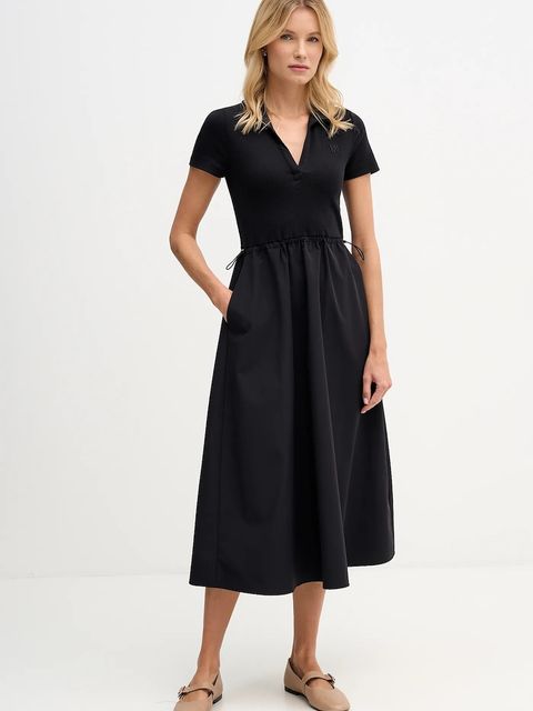 Dkny sukienka kolor czarny midi rozkloszowana DJ5D9139 - zdjęcie produktu nr 1