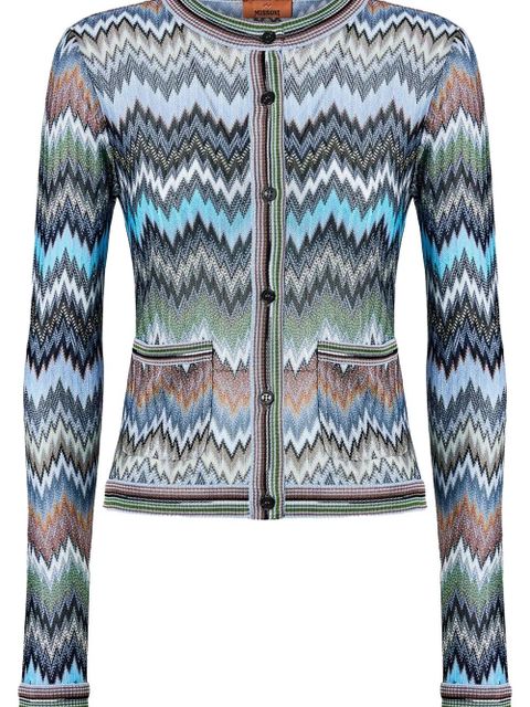 Missoni button-fastening patch-pockets patterned cardigan - Blue - zdjęcie produktu nr 2