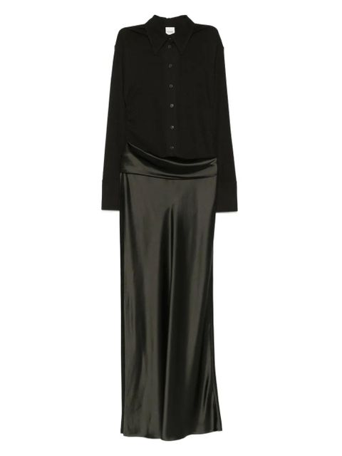 Nanushka satin-paneled asymetrical maxi dress - Green - zdjęcie produktu nr 1