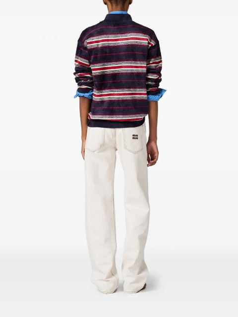 Miu Miu bleached embroidered-logo jeans - White