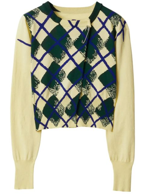 Burberry argyle-intarsia cropped cotton jumper - Yellow - zdjęcie produktu nr 1