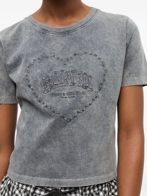 GANNI logo-embroidered T-shirt - Grey - zdjęcie produktu nr 2