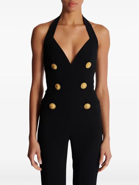 Balmain halterneck crepe jumpsuit - Black
