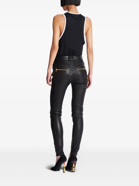 Balmain leather skinny trousers - Black