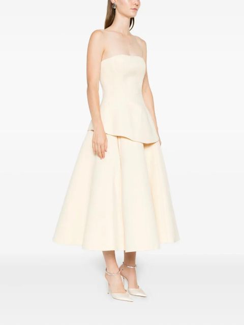 Solace London Ada strapless peplum midi dress - Neutrals