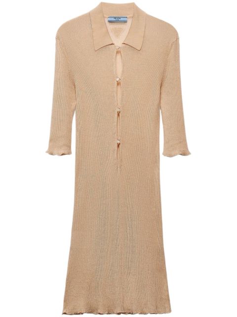 Prada ribbed-knit cotton mini dress - Neutrals - zdjęcie produktu nr 1
