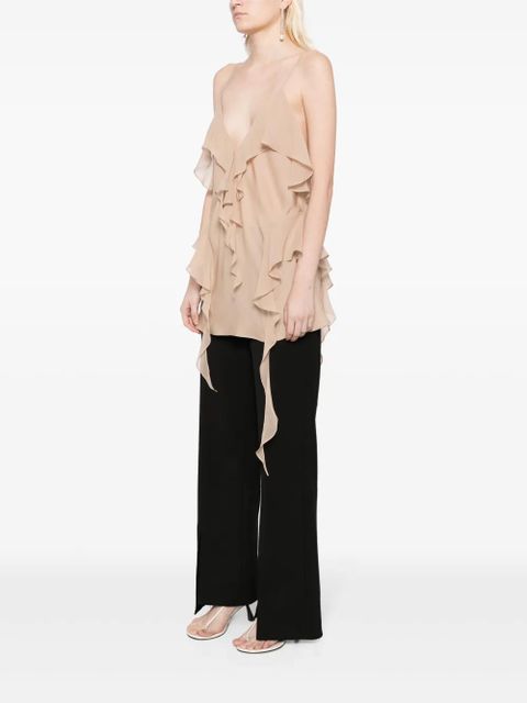 KHAITE draped silk top - Brown