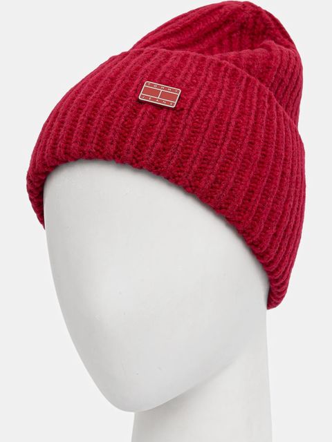 Tommy Jeans czapka z dodatkiem wełny kolor czerwony AW0AW17905 - zdjęcie produktu nr 2