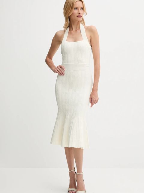 Guess sukienka SOFIE kolor beżowy midi dopasowana W5YK39 Z2XY0