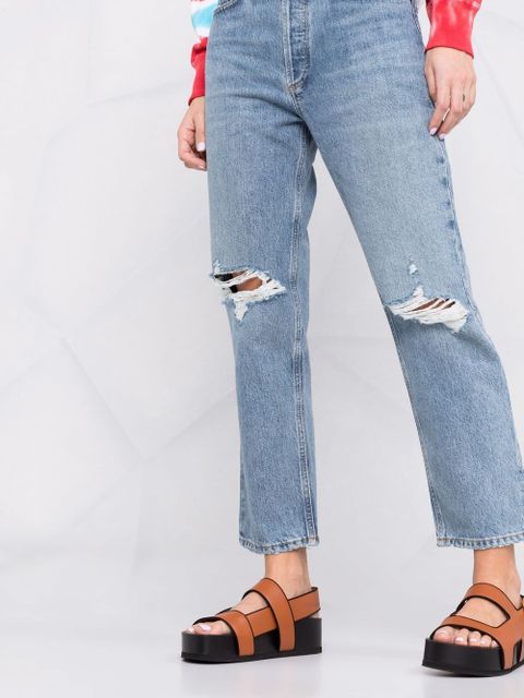 AGOLDE Fen distressed straight-leg jeans - Blue