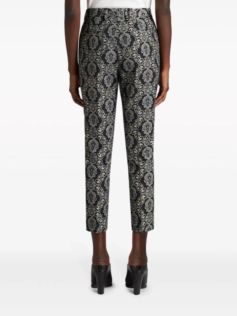 ETRO floral-brocade cropped trousers - Black