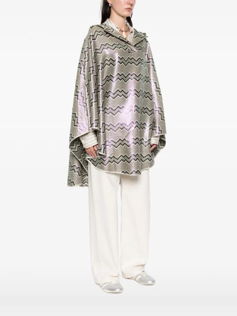 Missoni hood chevron-pattern cape - Green