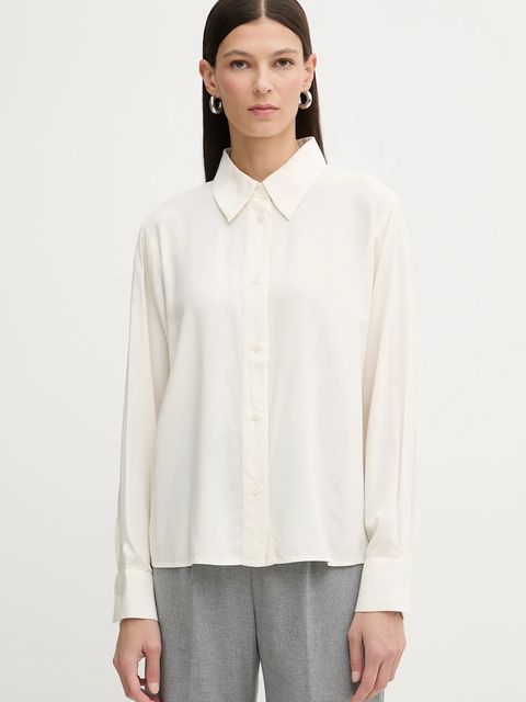 Marc O'Polo koszula damska kolor beżowy regular z kołnierzykiem klasycznym 5000007985 - zdjęcie produktu nr 1