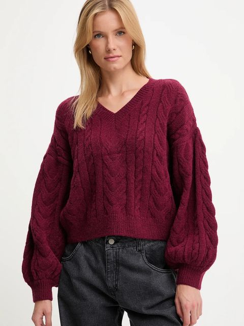 Answear.LAB sweter z wełną damski kolor bordowy ciepły