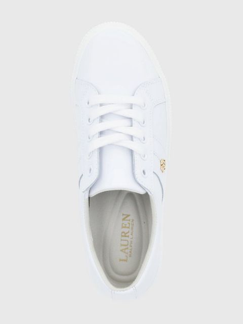 Lauren Ralph Lauren Buty skórzane Janson II kolor biały na płaskiej podeszwie 802830937006