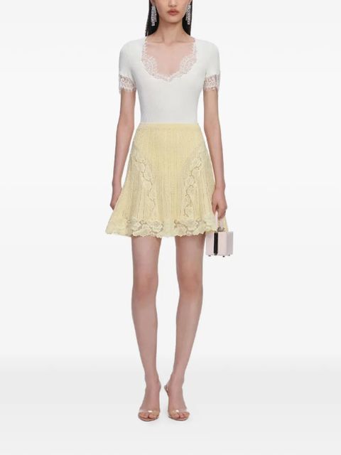 Self-Portrait lace trim mini skirt - Yellow - zdjęcie produktu nr 1