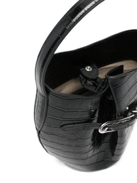 Liffner croc-embossing belted bucket bag - Black