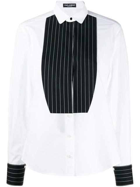Dolce & Gabbana contrasting plastron tuxedo shirt - White - zdjęcie produktu nr 1
