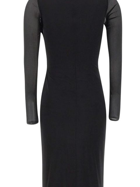 Blumarine butterfly-clasp ruched midi dress - Black