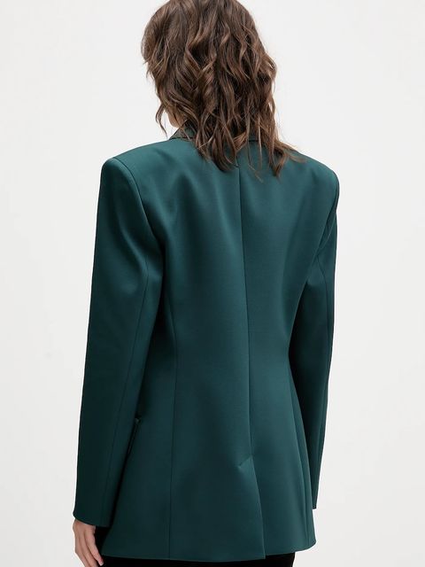 HUGO marynarka kolor zielony dwurzędowa gładka 50547643