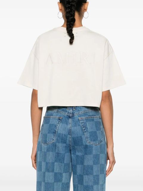 AMIRI embroidered-logo cropped T-shirt - Neutrals
