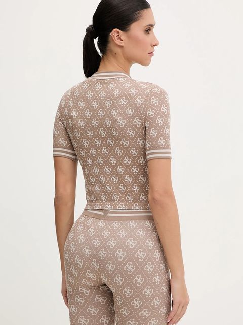 Guess t-shirt RHOMBUS damski kolor beżowy V5BP07 K2000