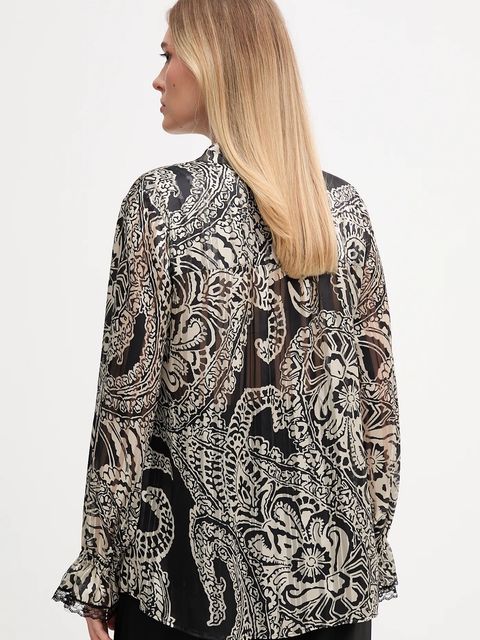 Marc Aurel koszula damska kolor czarny relaxed z kołnierzykiem klasycznym 6342-1000-93449