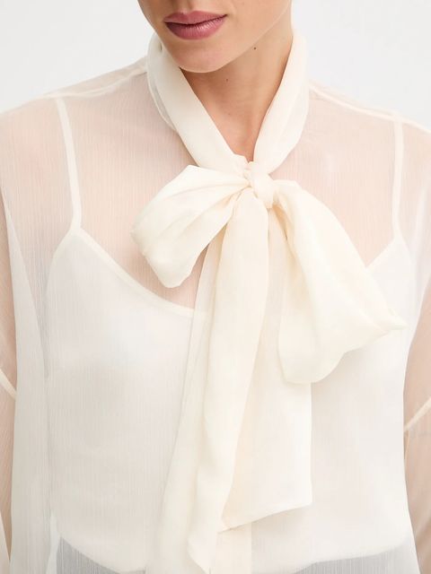 Twinset koszula damska kolor beżowy regular z wiązanym dekoltem 252AT2210