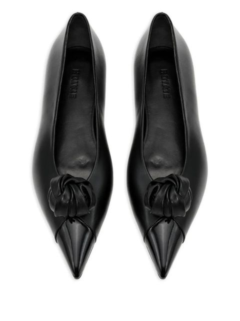 ROTATE BIRGER CHRISTENSEN knot-appliqué leather ballet flats - Black - zdjęcie produktu nr 2